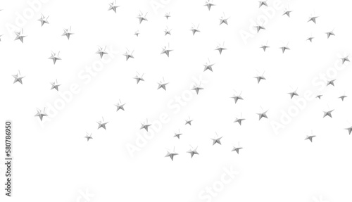 XMAS Stars - Banner with silver decoration. Festive border with falling glitter dust and stars. © vegefox.com