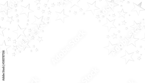 XMAS Stars - Banner with silver decoration. Festive border with falling glitter dust and stars.