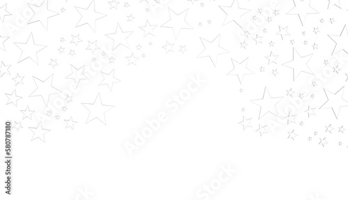 XMAS Stars - Banner with silver decoration. Festive border with falling glitter dust and stars. © vegefox.com