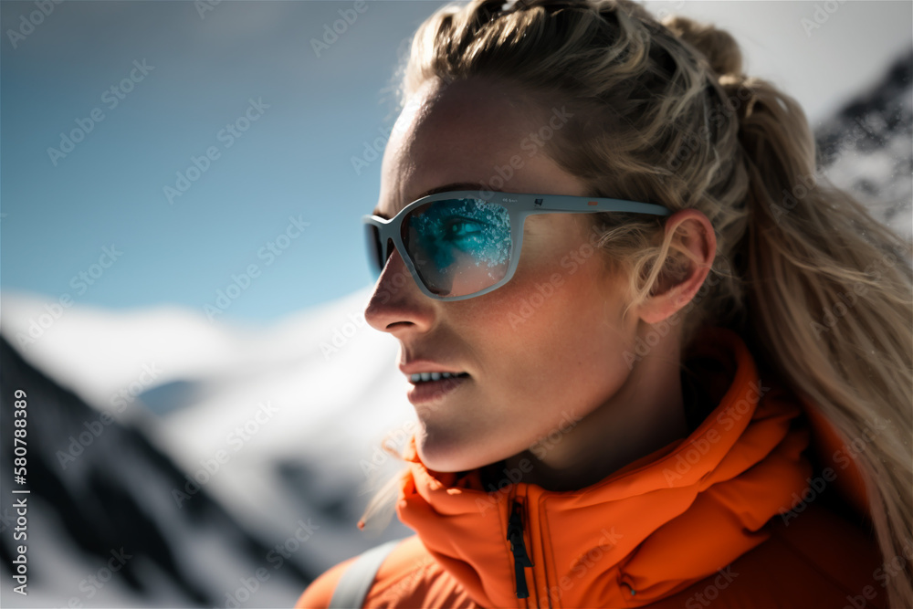 portrait of a person in sunglasses. Ski, mountain portrait of a person in sunglasses. Ski, mountain