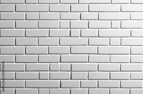 Texture, background. White brick wall. AI generative.