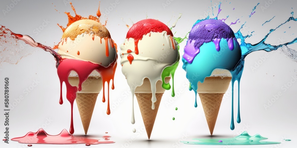 isolated flavored ice creams, generative ai - obrazy, fototapety, plakaty 