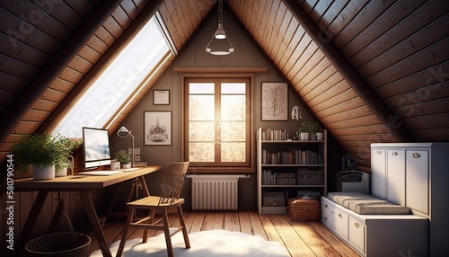 wooden attic room