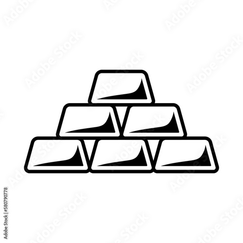 Gold icon. Gold bar. Ingot. Black contour linear silhouette. Front side view. Editable strokes. Vector simple flat graphic illustration. Isolated object on a white background. Isolate.