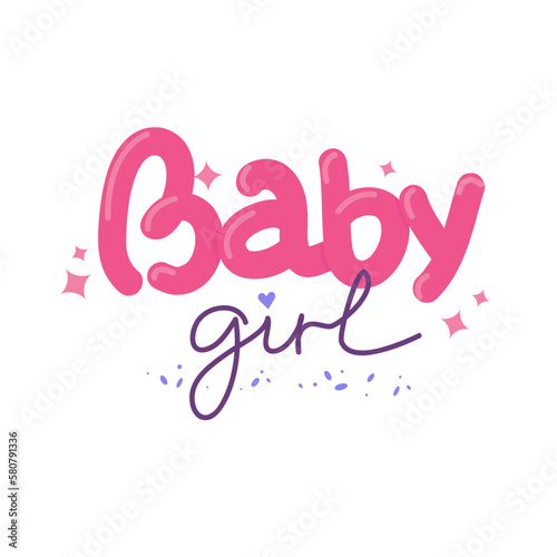 Y2K colorful image. Baby girl banner. Vector illustration