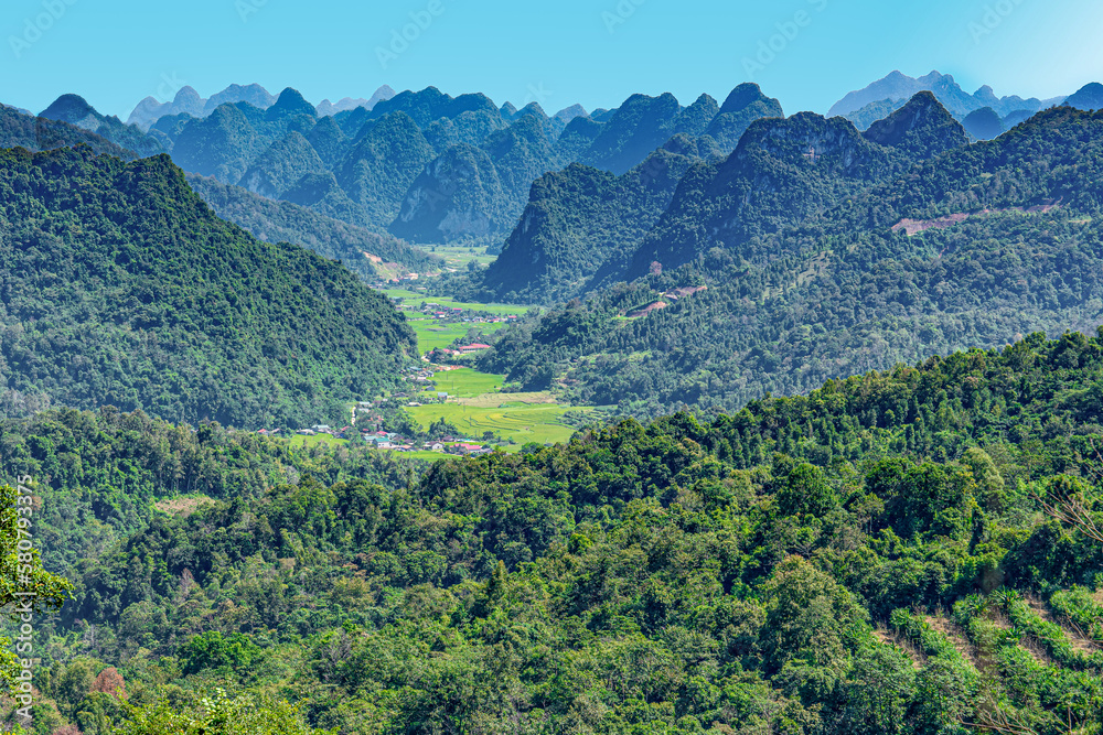 Northern Vietnam, beautiful view over a landscape near Cao Bang