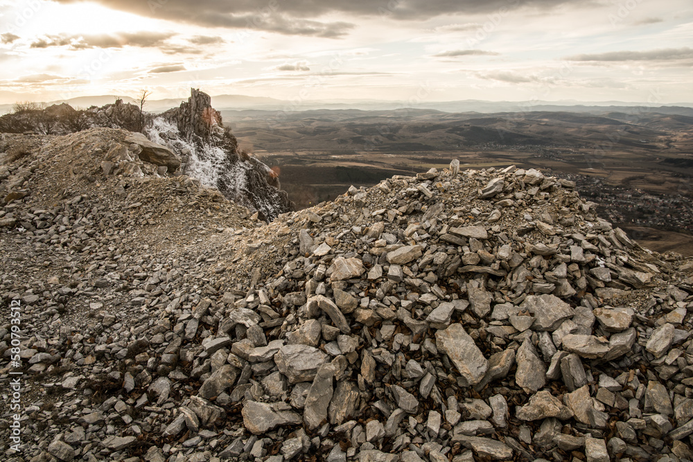 Rocky mountain at sunset, Hungary, Bélapátfalva