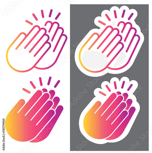 Applause, thanks, clapping hands, icon, vector, sticker.