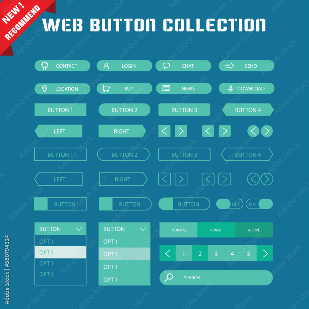 Modern web design button collection with flat design Modern web design button collection with flat design