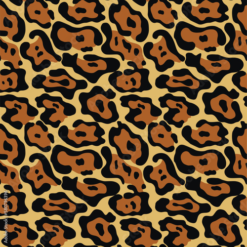  Animal seamless leopard pattern, cat print vector background.