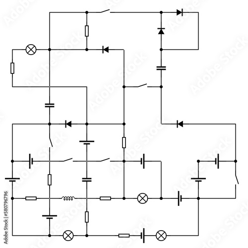 Electronics background with circuit diagrams