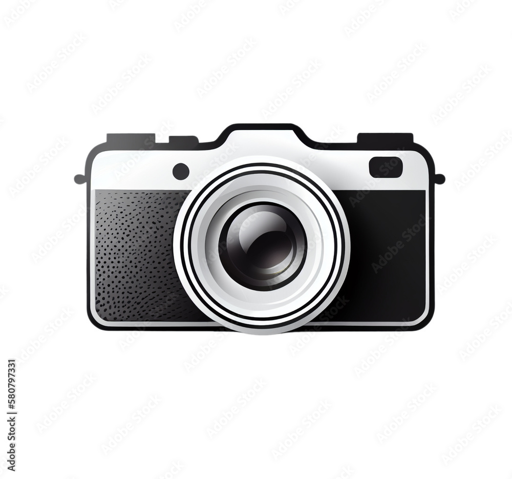 Black retro photo camera logo, generative ai