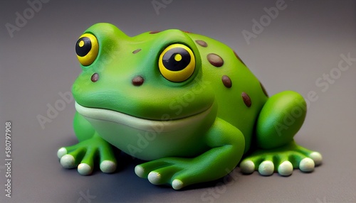 Children's toy, A plasticine frog with bulging eyes and a spotted back Generative AI