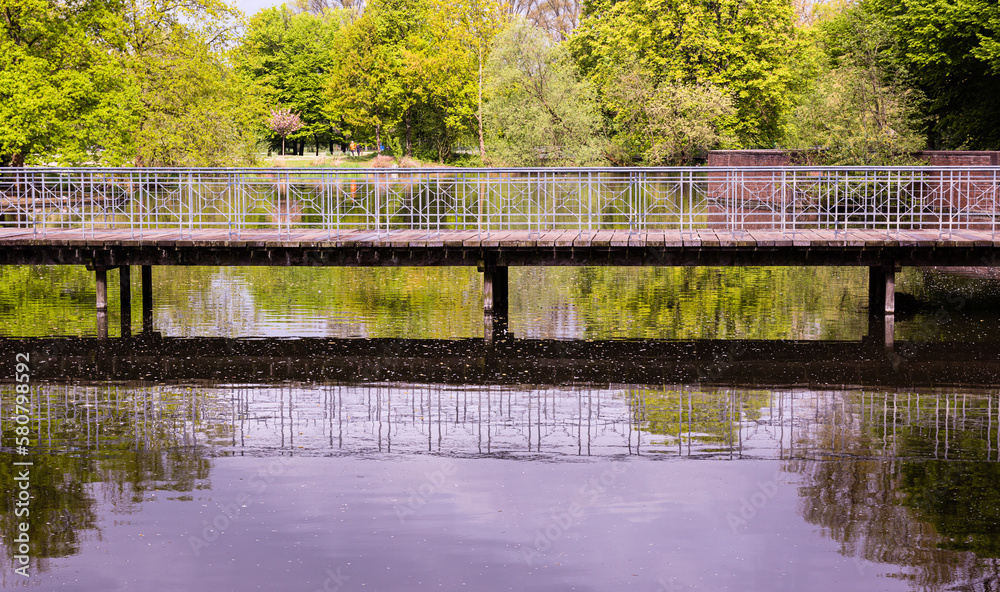 Bridge and reflection in a lake