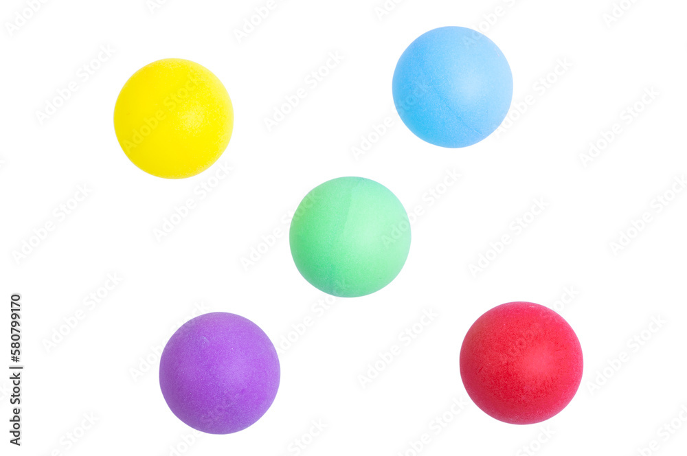 colored table tennis balls isolated