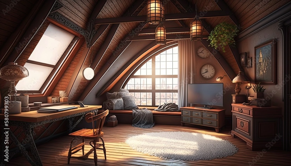 Fototapeta premium antique attic room idea