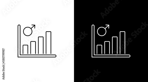Male gender population increase statistic infographic data analysis outline icon design chart bar