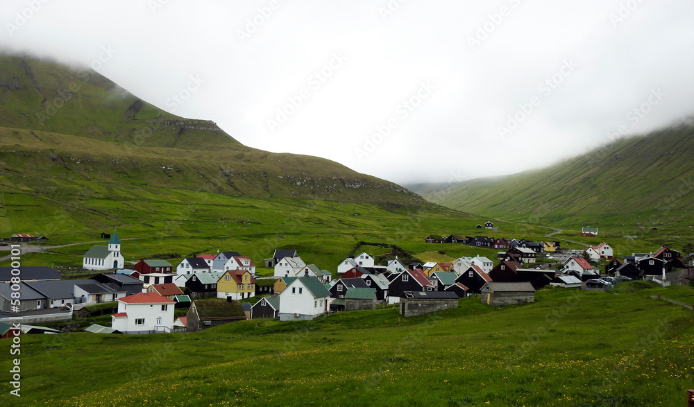 View of Gj gv on the island of Eysturoy, Faroe Islands, Denmark