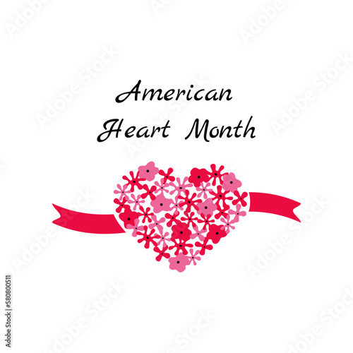 American Heart Month card. Medical healthcare concept. Vector