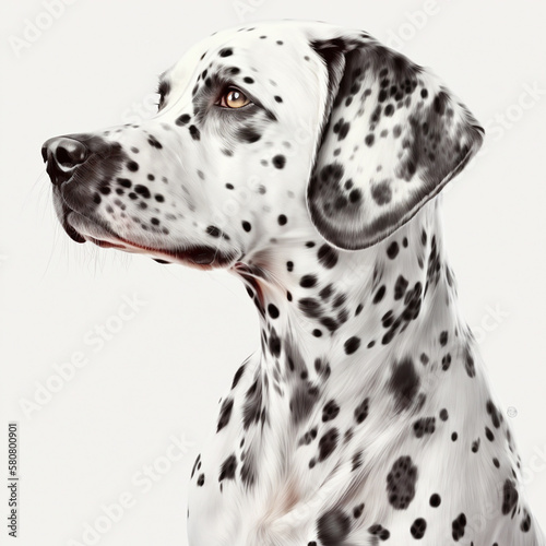 Nice dog breed dalmatian portrait isolated on white close-up, lovely home pet