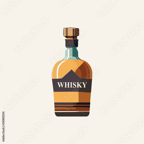 Whiskey bottle. Flat style illustration.