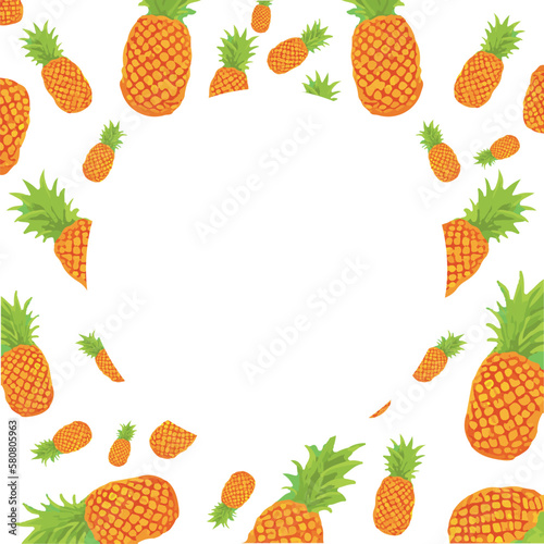 Title: pineapple pattern illustration. cute pattern to represent summer. Without background space for text. Summer sweet fruits and berries.