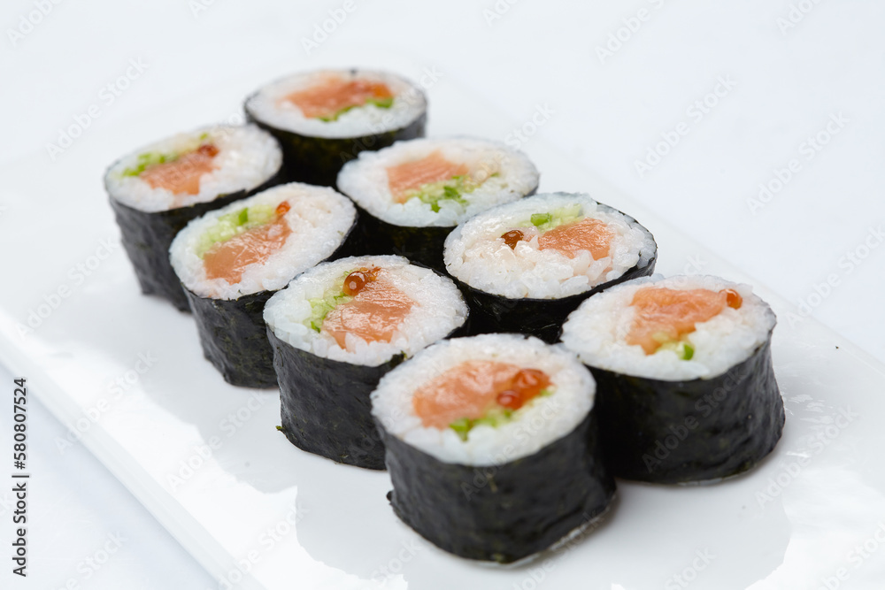 tasty sushi on the white background tasty sushi on the white background