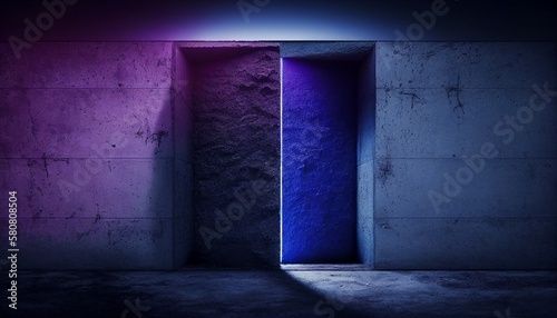 Purple Blue Glowing Hallway Corridor Retro Dark Empty Podium Club Background