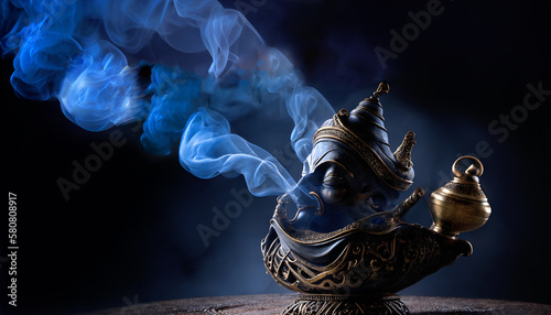  Alladin lamp, arabic fairy tale. AI generative content photo