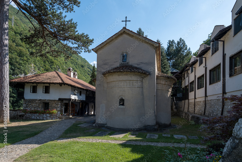 Orthodox Christian Monastery. Serbian Monastery of Saint Nicholas (Manastir Nikolje). 15th century monastery located in Ovcar-Kablar gorge, near Ovcar Banja, Serbia, Europe