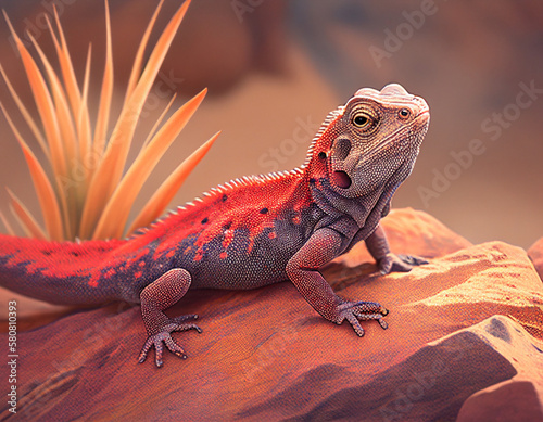 iguana on the rock made with Generative Ai technology © YummyPics