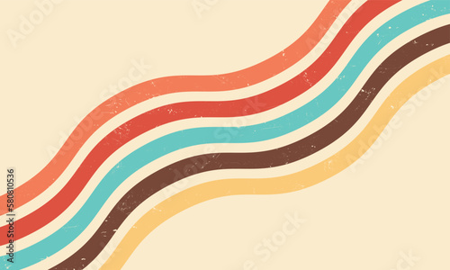 70s retro wavy lines vector background