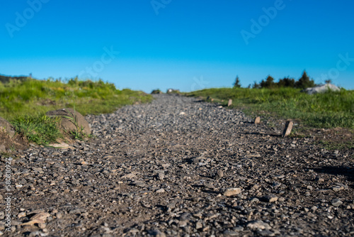 Low Angle of Gravel Covered Trail