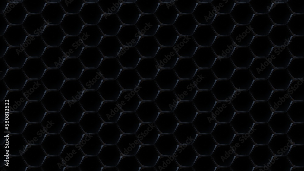 3D Futuristic hexagonal dark black background Abstract geometric grid pattern 3D Futuristic hexagonal dark black background Abstract geometric grid pattern