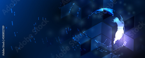 Quantum processing. Deep learning artificial intelligence. Future new technology  for business or science presentation