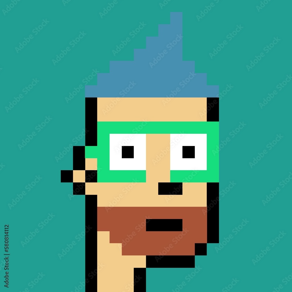 Cartoonish Pixelated Man