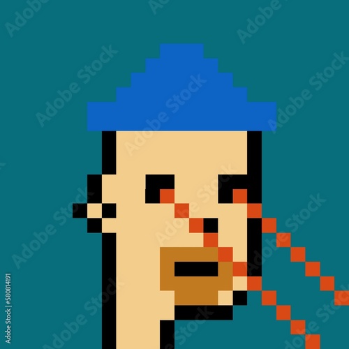 Cartoonish Pixelated Man