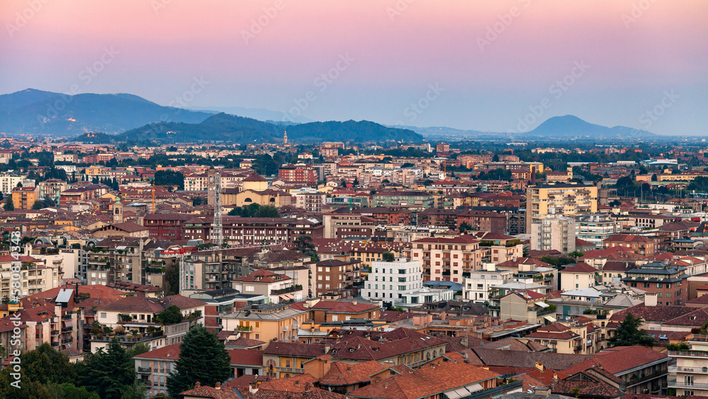 Panoramic view on Bergamo city center