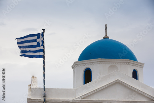 White church on the Mykonos Greece photo