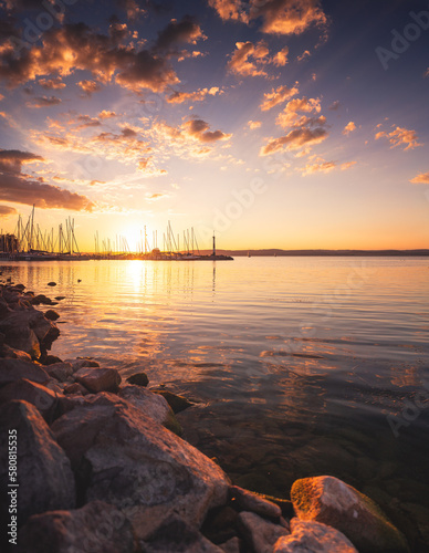 Wonderful sunset over lake ...