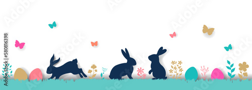 Happy Easter Card With Eggs Border