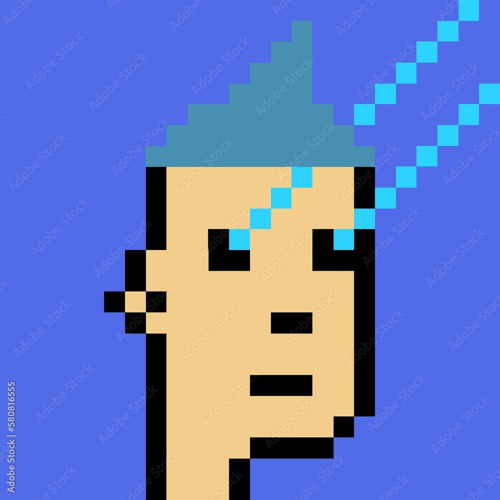 Cartoonish Pixelated Man