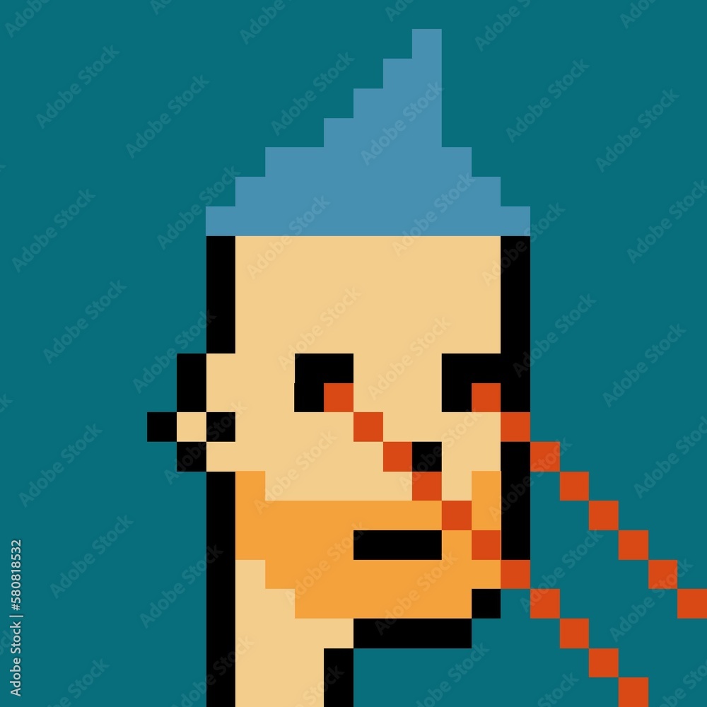 Cartoonish Pixelated Man