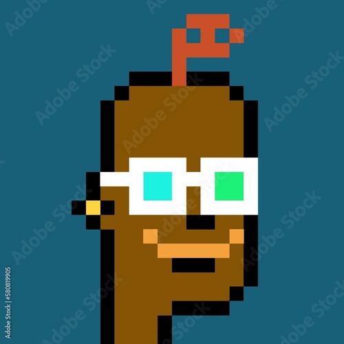 Cartoonish Pixelated Man