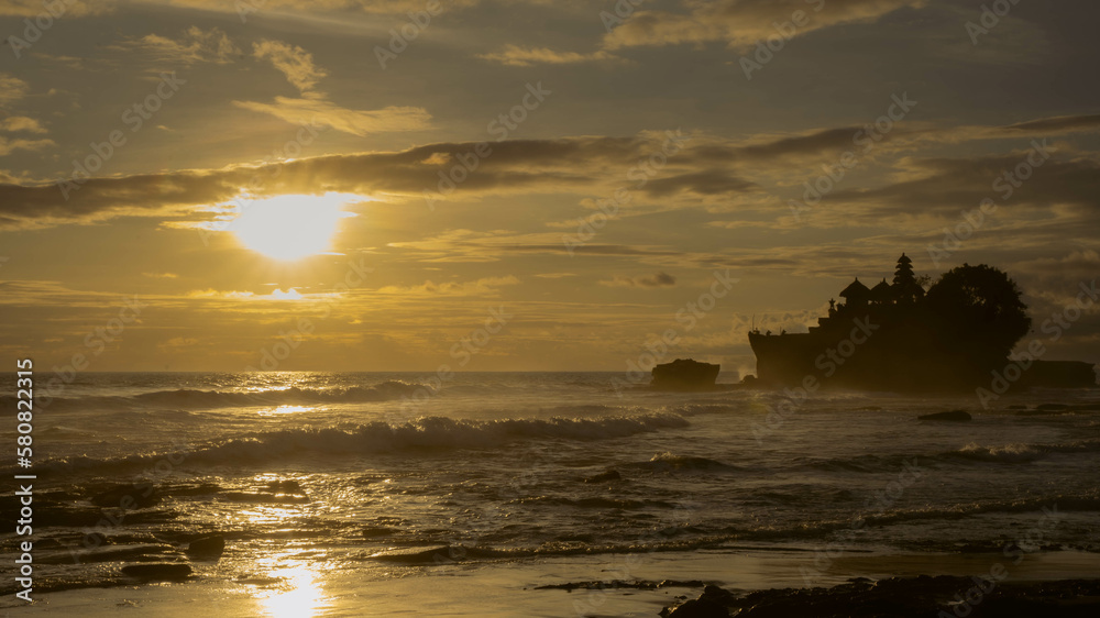 Tanah Lot Temple Sunset in Bali, Indonesia