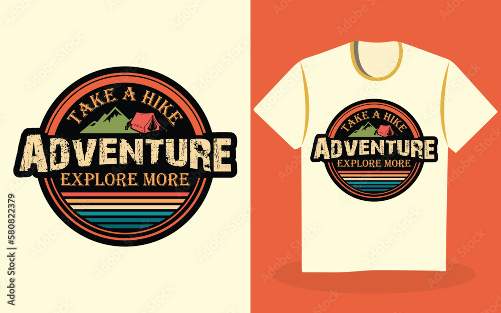 Vintage Retro Hiking T-Shirt Design Featuring Wild Nature Vectors