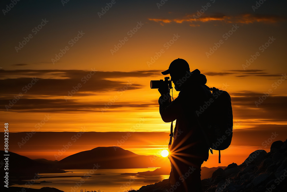 Silhouette of a photographer taking a picture