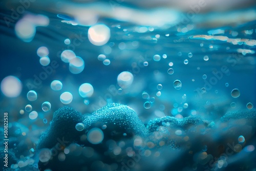 blue, underwater bokeh Generative AI