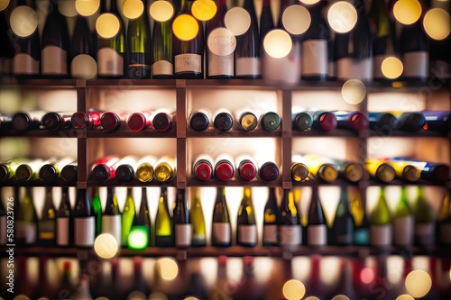 Out-of-Focus Wine Rack. Photo generative AI
