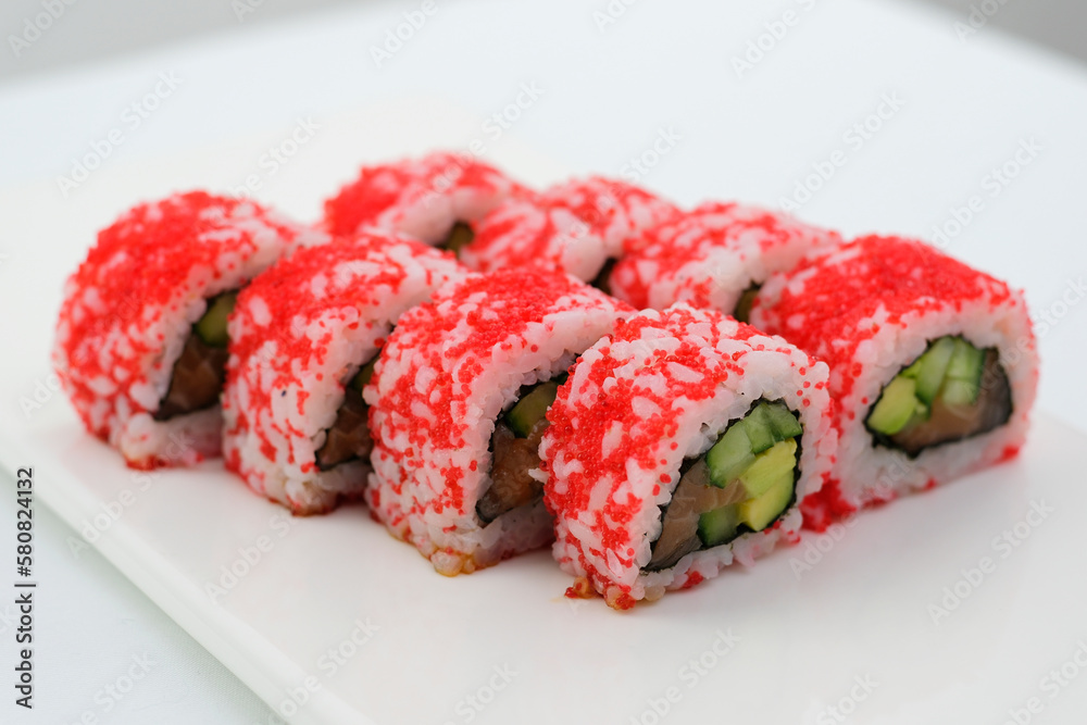 Sushi Florida and California Isolated on White Background. Studio Photo. High quality photo Sushi Florida and California Isolated on White Background. Studio Photo. High quality photo